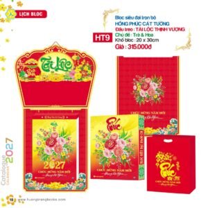 Lịch Bloc Siêu Đại 2027 HT Mẫu HT9 (20 x 30cm) Xưởng In Ép Kim Nhũ Vàng Tận Gốc in logo doanh nghiệp quà tặng Tết tại Xưởng Quà Tặng Quang Vũ