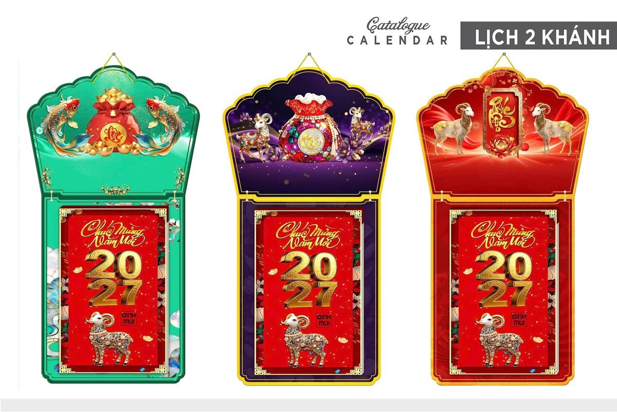 Lịch Khánh Gỗ Lamina 2 Đầu 2027 LM2D_003 - Quà Tặng Quang Vũ