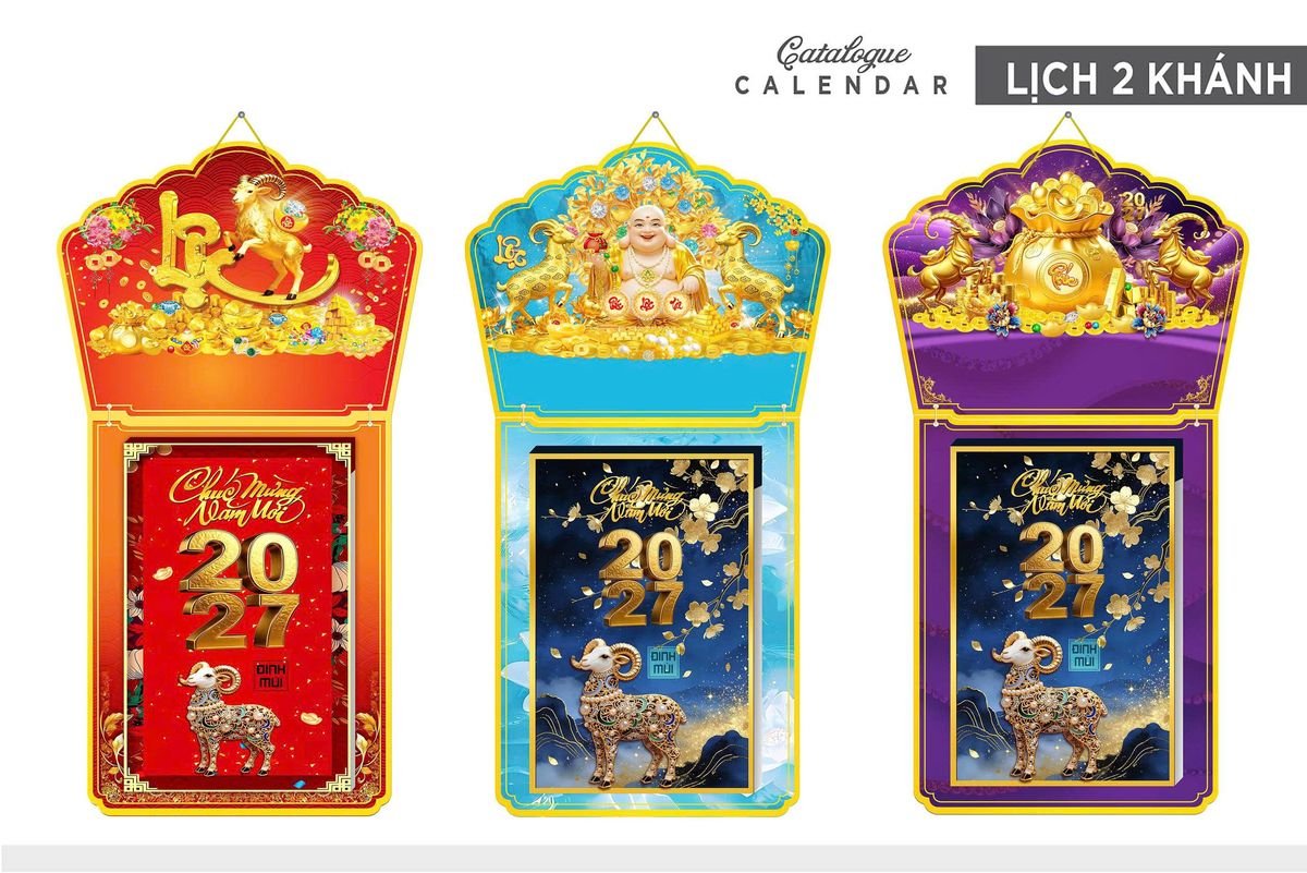 Lịch Khánh Gỗ Lamina 2 Đầu 2027 LM2D_004 - Quà Tặng Quang Vũ