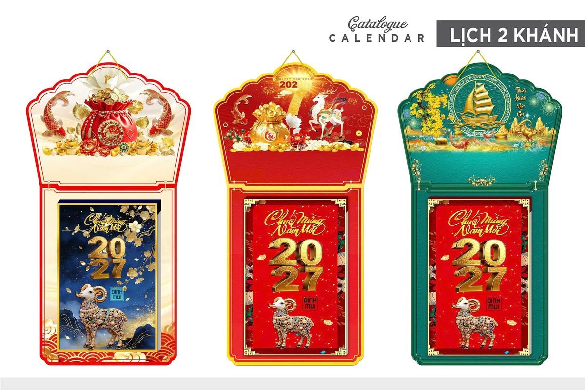 Lịch Khánh Gỗ Lamina 2 Đầu 2027 LM2D_005 Xưởng In Ép Kim Nhũ Vàng Tận Gốc Lịch Khánh Gỗ Lamina 2 Đầu 2027 LM2D_005 - Quà Tặng Quang Vũ