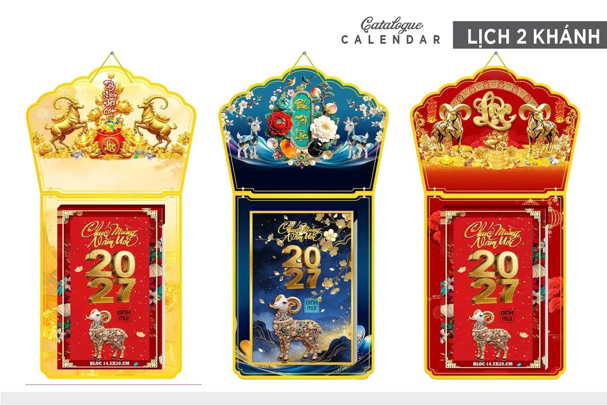 Lịch Khánh Gỗ Lamina 2 Đầu 2027 LM2D_006 - Quà Tặng Quang Vũ