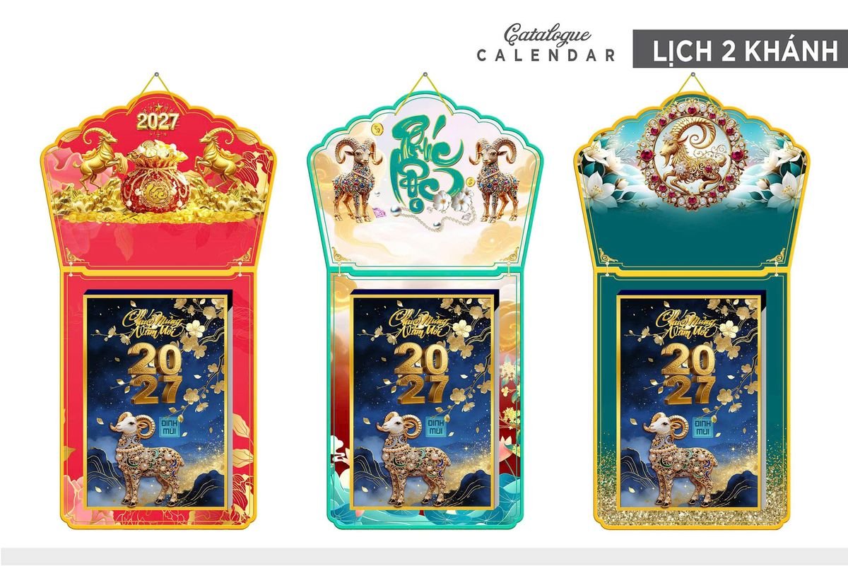 Lịch Khánh Gỗ Lamina 2 Đầu 2027 LM2D_008 Xưởng In Ép Kim Nhũ Vàng Tận Gốc Lịch Khánh Gỗ Lamina 2 Đầu 2027 LM2D_008 - Quà Tặng Quang Vũ