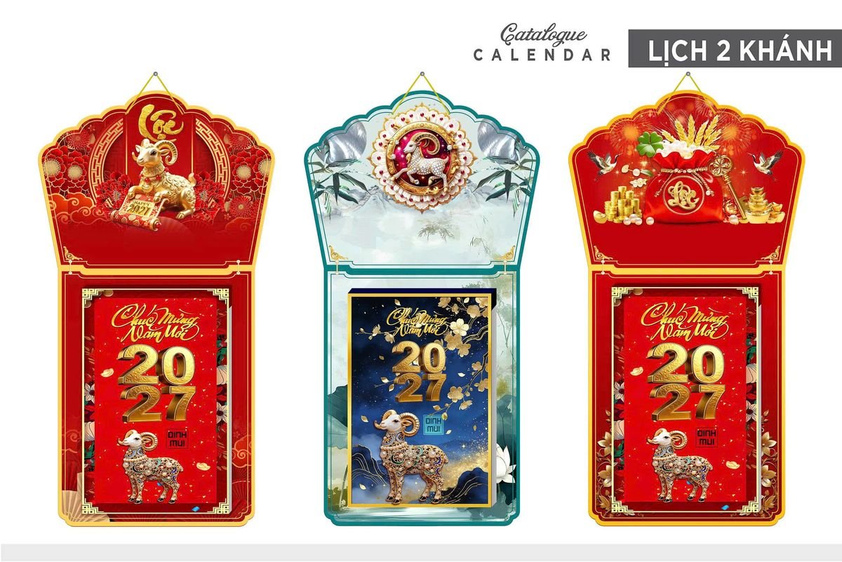 Lịch Khánh Gỗ Lamina 2 Đầu 2027 LM2D_009 - Quà Tặng Quang Vũ