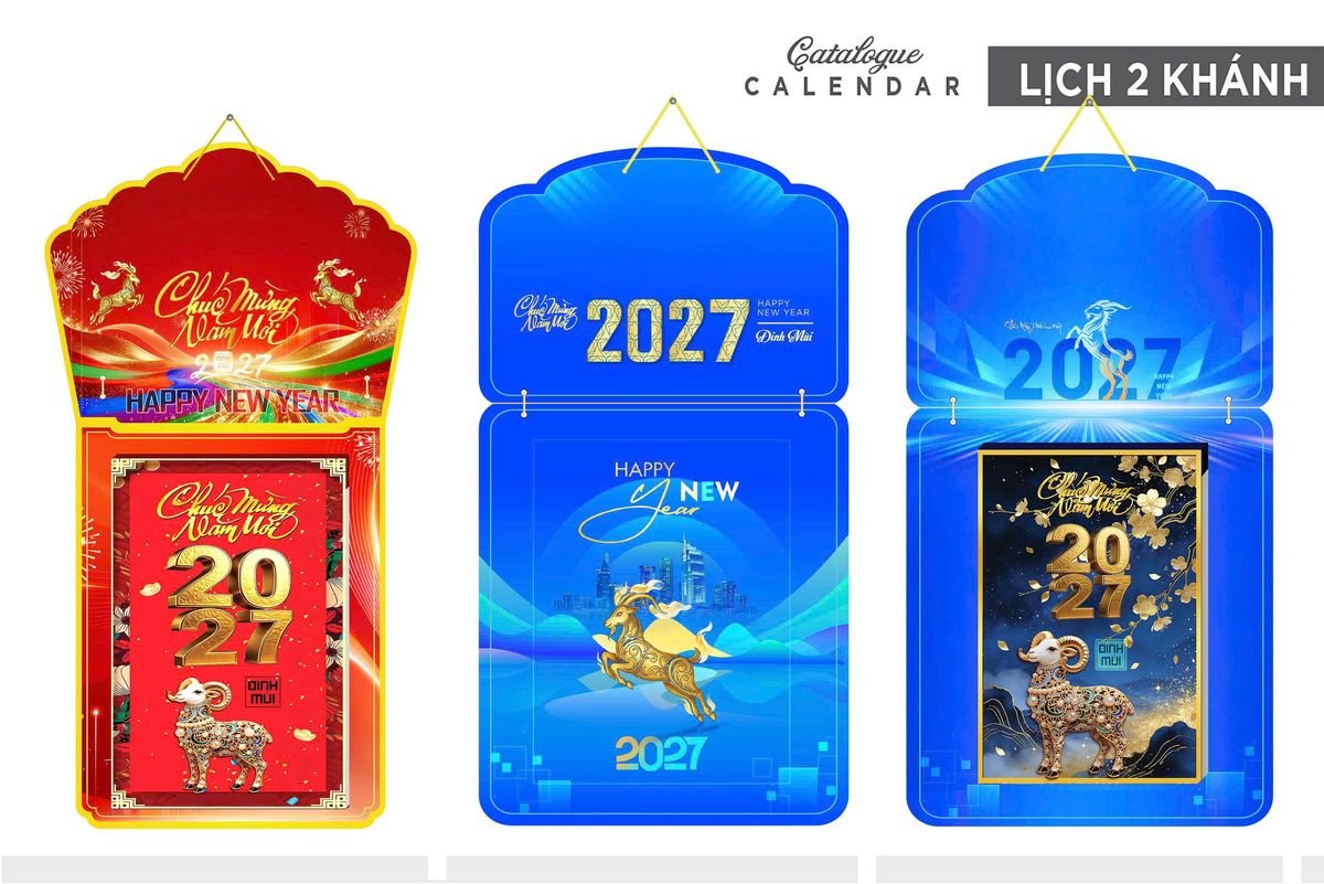 Lịch Khánh Gỗ Lamina 2 Đầu 2027 LM2D_011 - Quà Tặng Quang Vũ