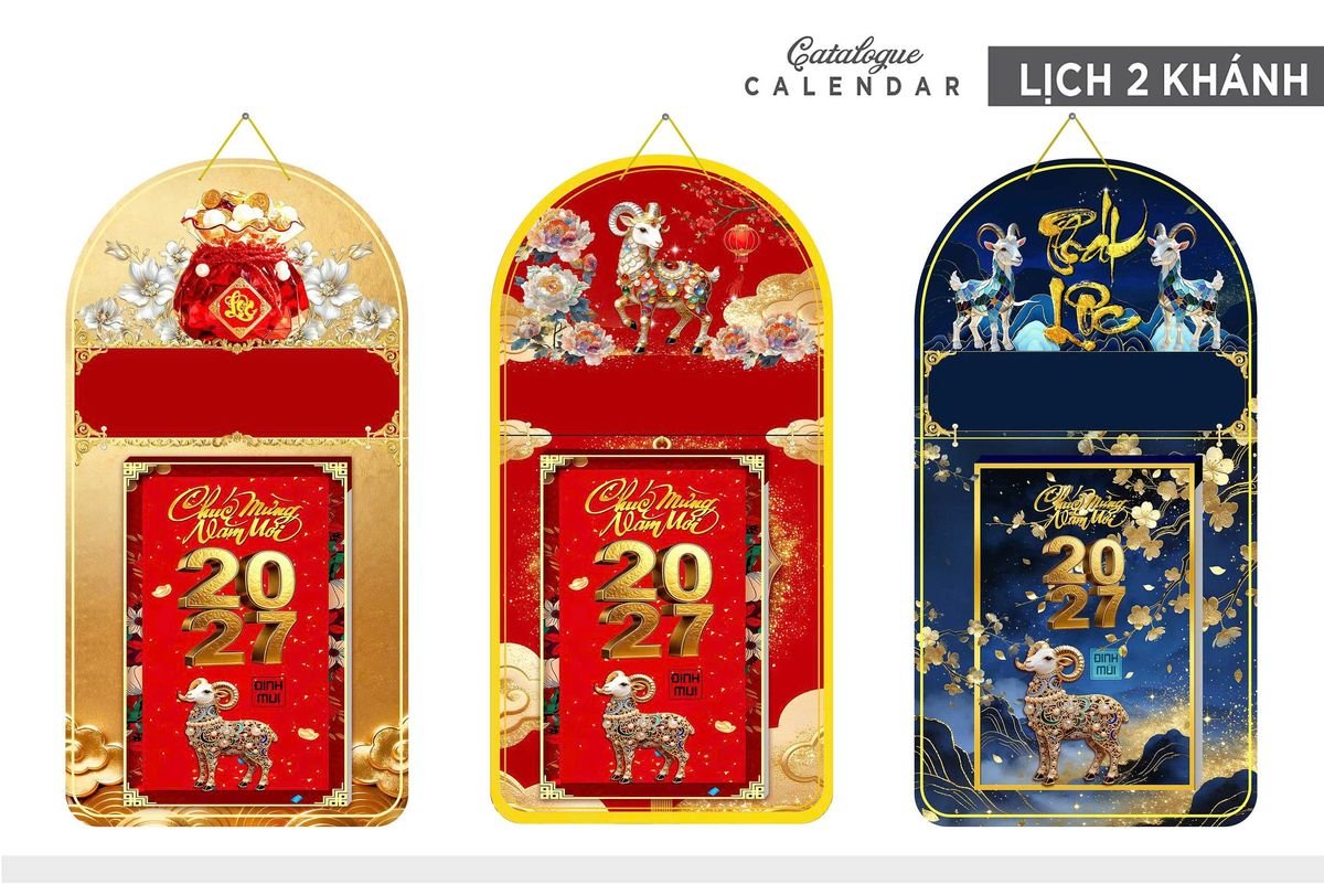 Lịch Khánh Gỗ Lamina 2 Đầu 2027 LM2D_012 - Quà Tặng Quang Vũ