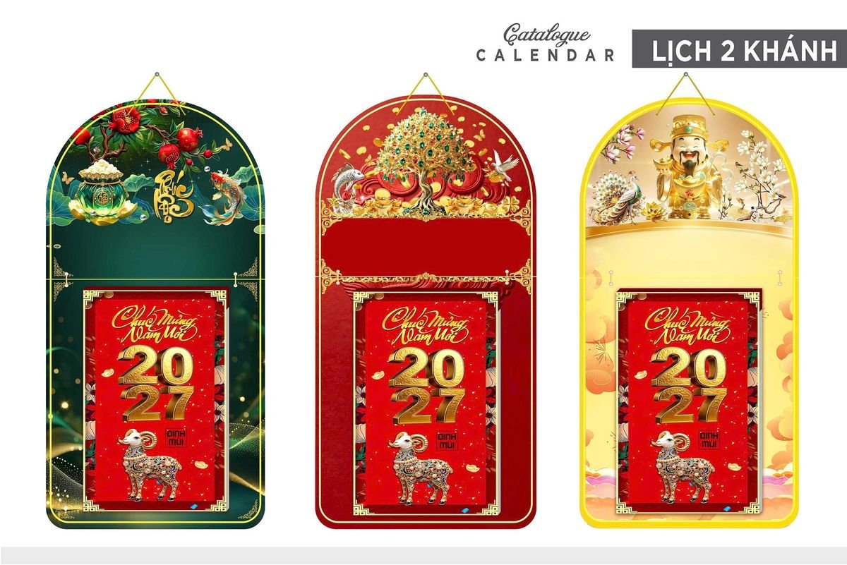 Lịch Khánh Gỗ Lamina 2 Đầu 2027 LM2D_013 - Quà Tặng Quang Vũ