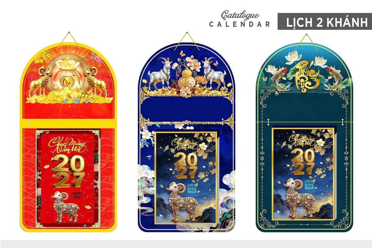 Lịch Khánh Gỗ Lamina 2 Đầu 2027 LM2D_014 - Quà Tặng Quang Vũ
