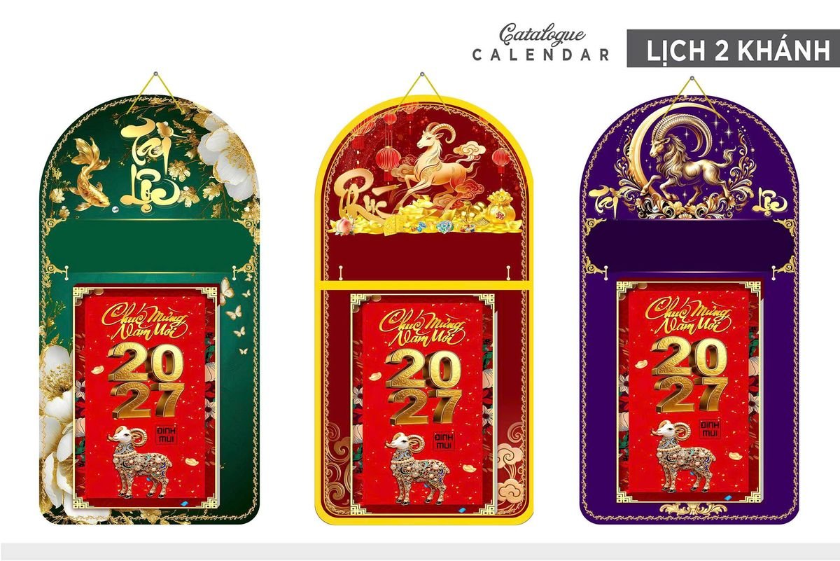 Lịch Khánh Gỗ Lamina 2 Đầu 2027 LM2D_016 - Quà Tặng Quang Vũ