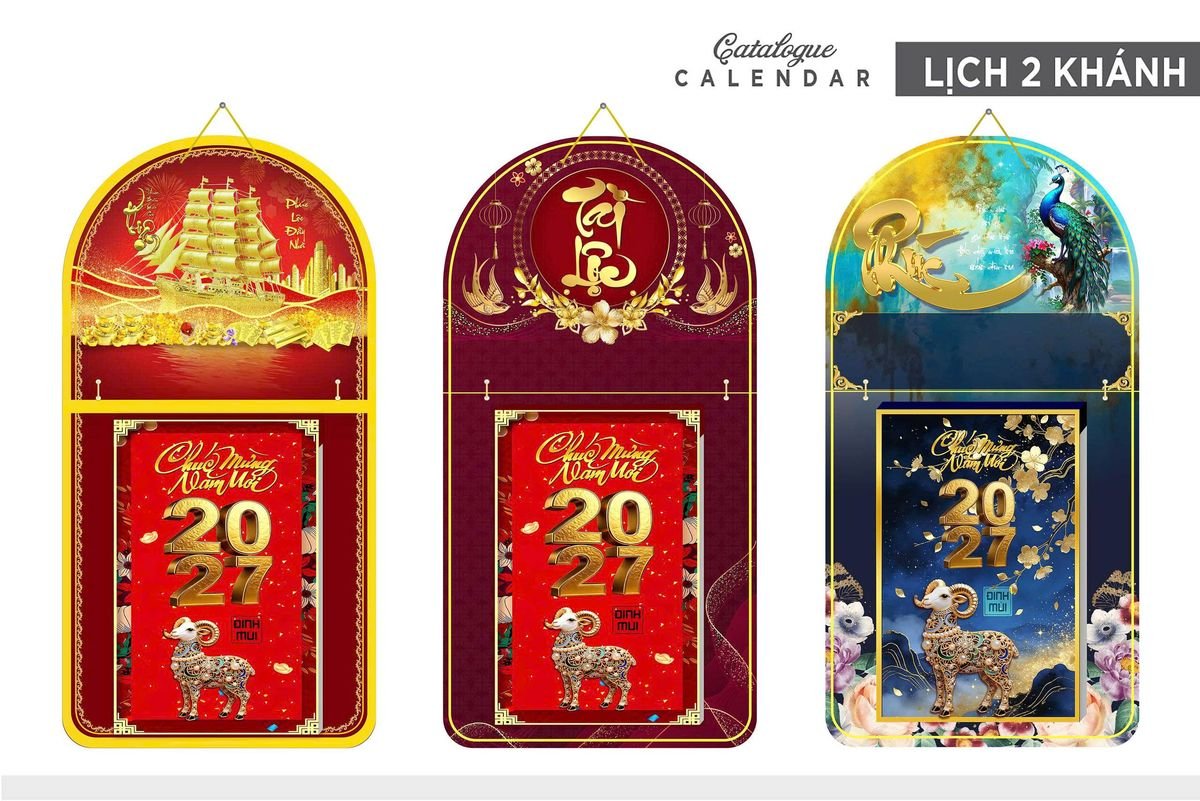 Lịch Khánh Gỗ Lamina 2 Đầu 2027 LM2D_017 - Quà Tặng Quang Vũ