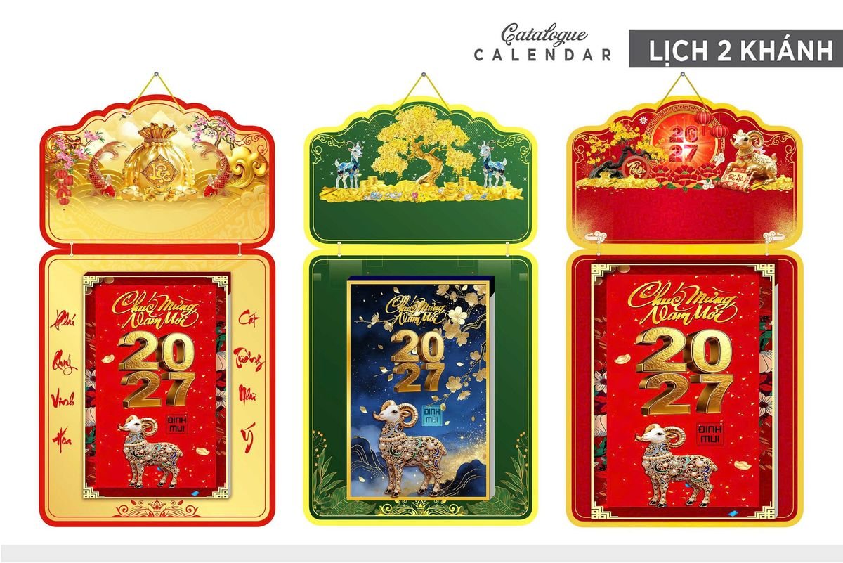 Lịch Khánh Gỗ Lamina 2 Đầu 2027 LM2D_019 - Quà Tặng Quang Vũ