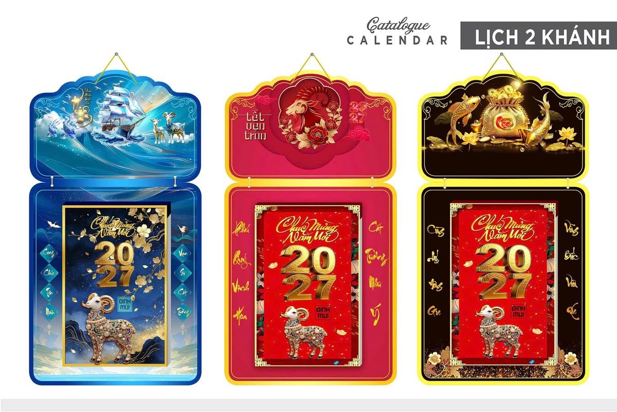 Lịch Khánh Gỗ Lamina 2 Đầu 2027 LM2D_023 - Quà Tặng Quang Vũ