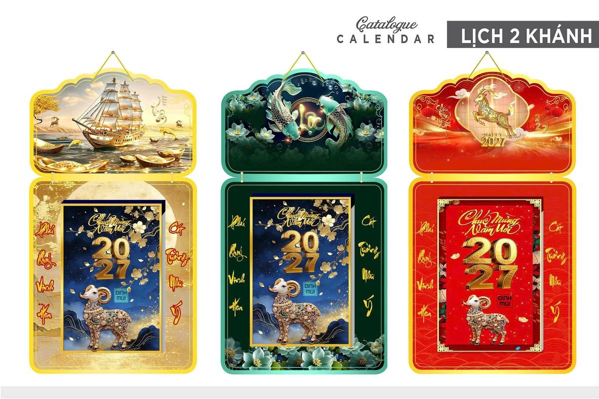 Lịch Khánh Gỗ Lamina 2 Đầu 2027 LM2D_024 Xưởng In Ép Kim Nhũ Vàng Tận Gốc Lịch Khánh Gỗ Lamina 2 Đầu 2027 LM2D_024 - Quà Tặng Quang Vũ