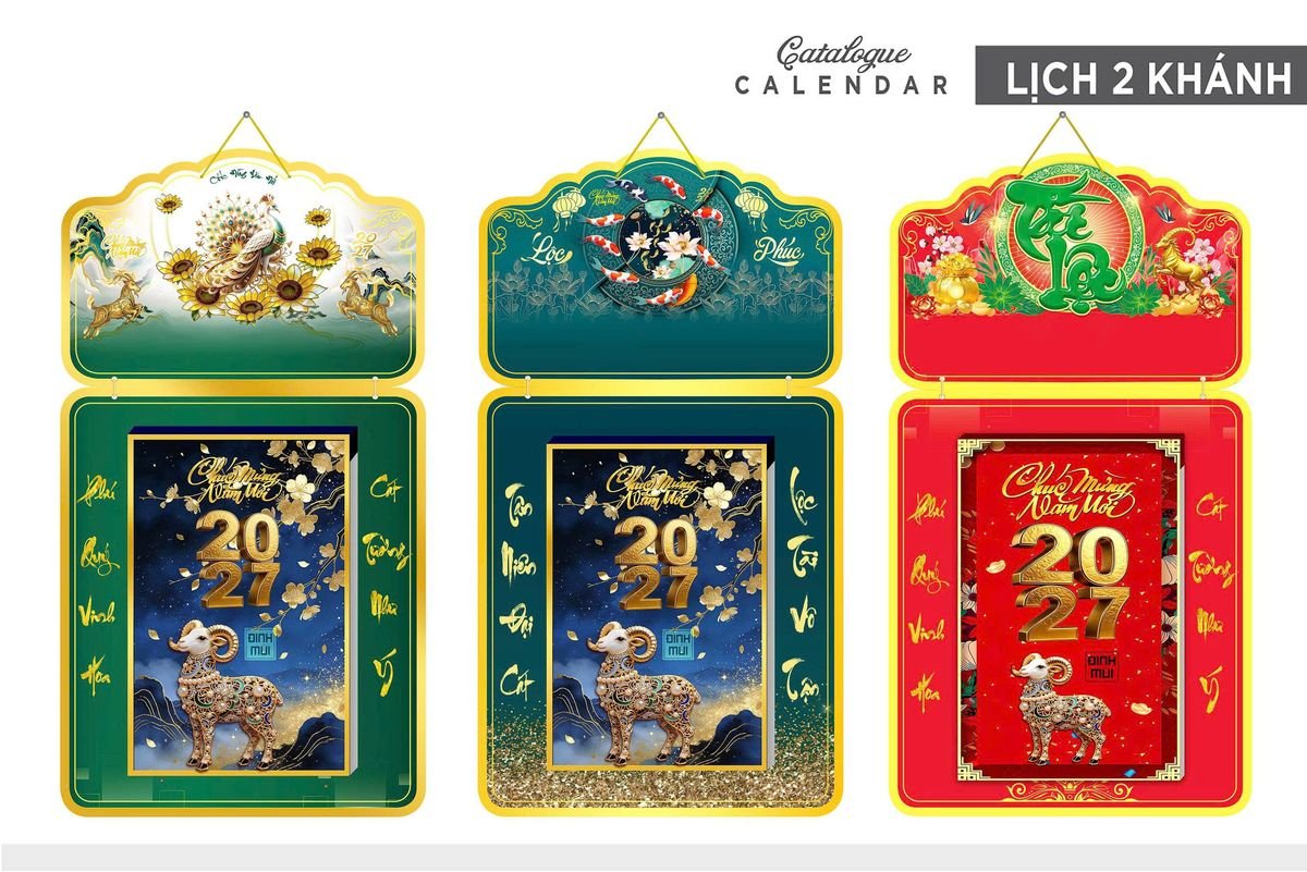 Lịch Khánh Gỗ Lamina 2 Đầu 2027 LM2D_026 - Quà Tặng Quang Vũ