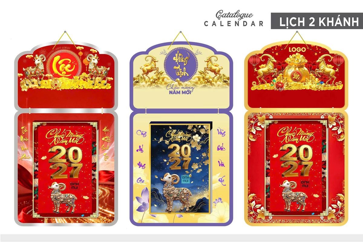 Lịch Khánh Gỗ Lamina 2 Đầu 2027 LM2D_033 - Quà Tặng Quang Vũ