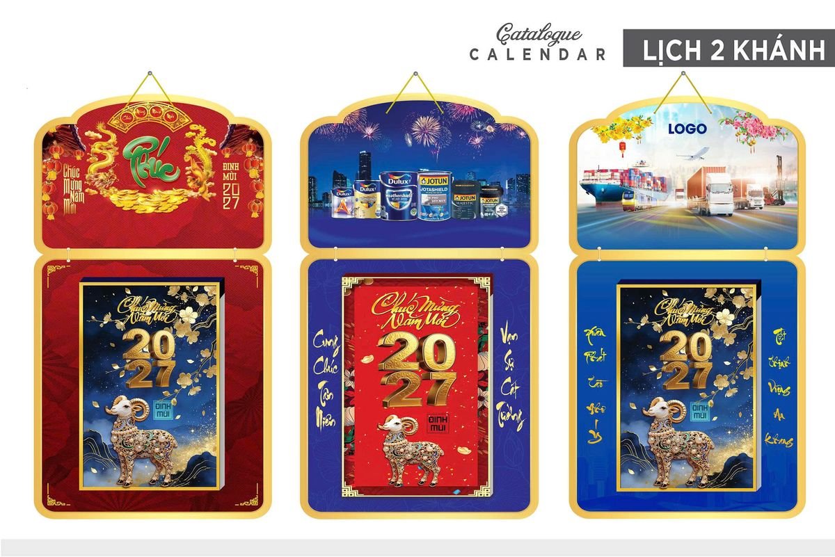 Lịch Khánh Gỗ Lamina 2 Đầu 2027 LM2D_034 - Quà Tặng Quang Vũ