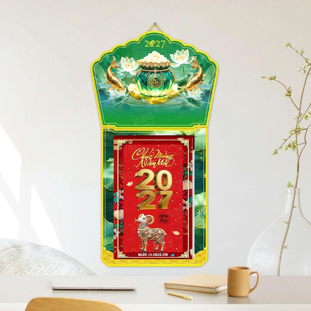 Lịch Khánh Gỗ Lamina 2 Đầu 2027 LM2D_038 - Quà Tặng Quang Vũ