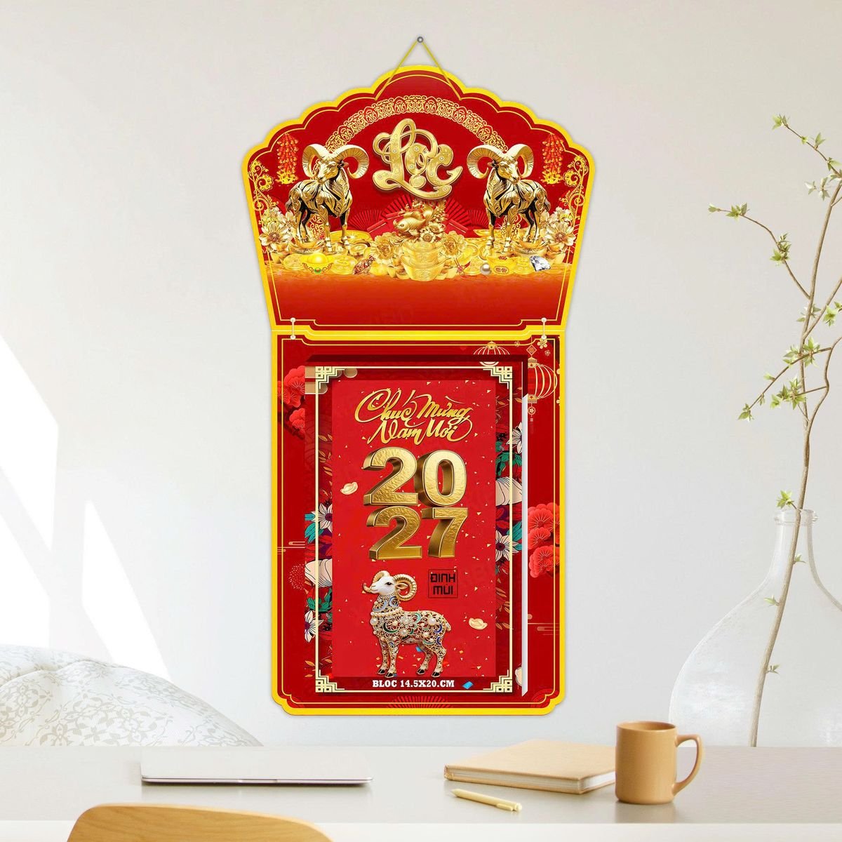 Lịch Khánh Gỗ Lamina 2 Đầu 2027 LM2D_040 - Quà Tặng Quang Vũ