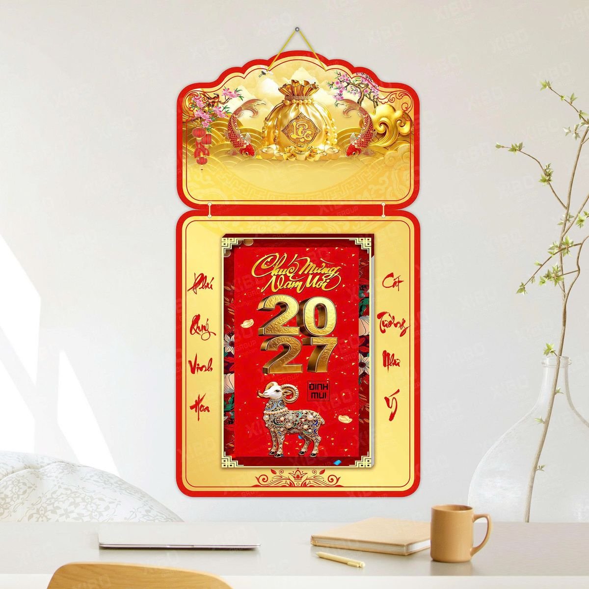 Lịch Khánh Gỗ Lamina 2 Đầu 2027 LM2D_043 - Quà Tặng Quang Vũ
