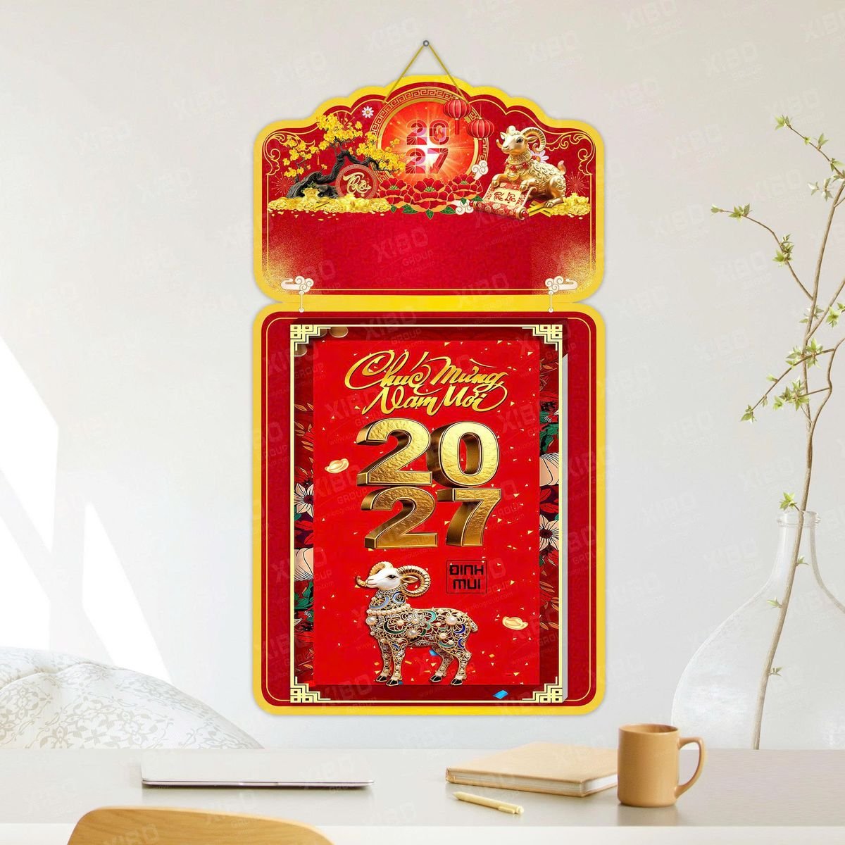 Lịch Khánh Gỗ Lamina 2 Đầu 2027 LM2D_044 - Quà Tặng Quang Vũ