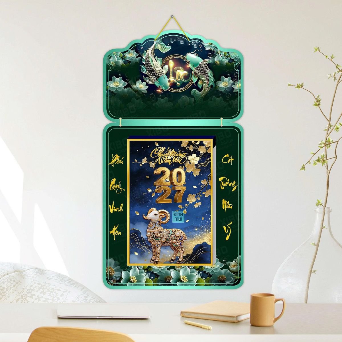 Lịch Khánh Gỗ Lamina 2 Đầu 2027 LM2D_045 Xưởng In Ép Kim Nhũ Vàng Tận Gốc Lịch Khánh Gỗ Lamina 2 Đầu 2027 LM2D_045 - Quà Tặng Quang Vũ