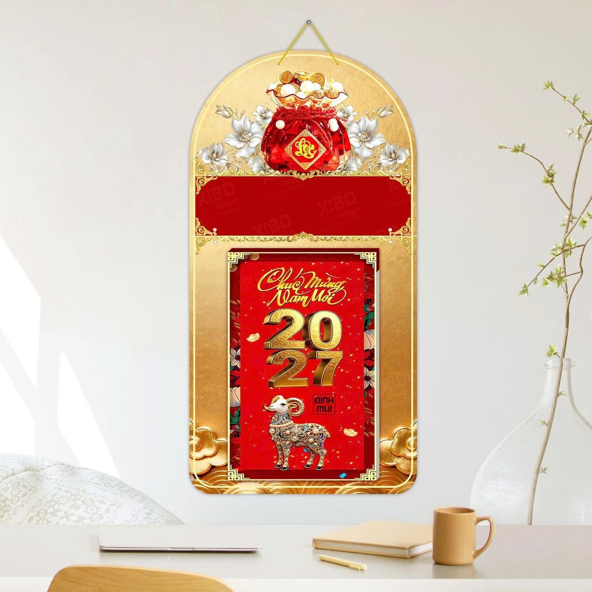 Lịch Khánh Gỗ Lamina 2 Đầu 2027 LM2D_049 - Quà Tặng Quang Vũ