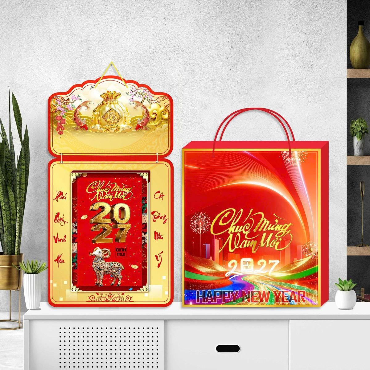 Lịch Khánh Gỗ Lamina 2 Đầu 2027 LM2D_057 - Quà Tặng Quang Vũ