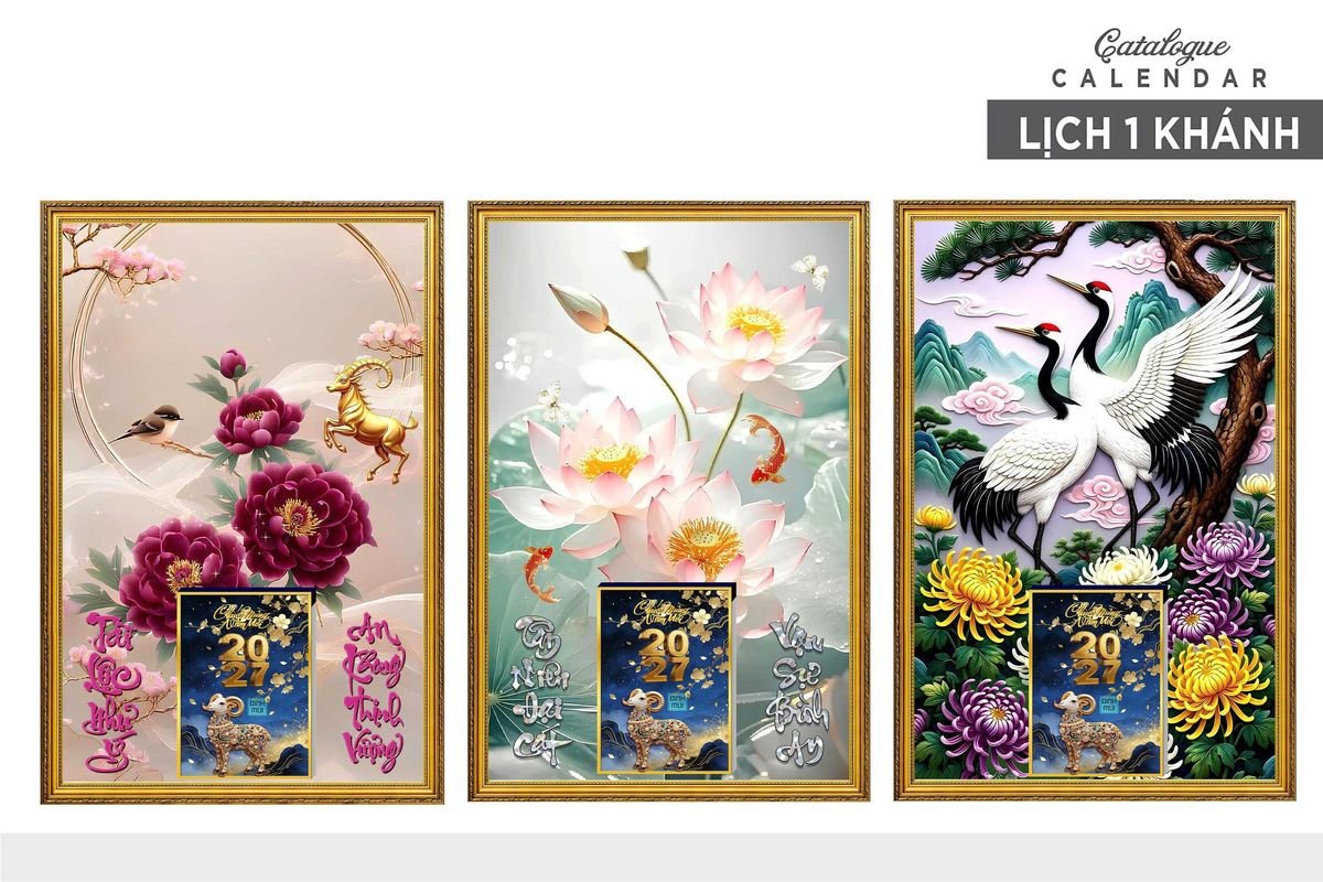 Lịch Gỗ Lamina Cao Cấp 40x60cm 2027 LM406_013 - Quà Tặng Quang Vũ