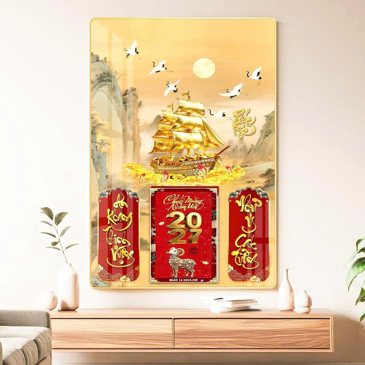 Lịch Gỗ Lamina Cao Cấp 40x60cm 2027 LM406_049 - Quà Tặng Quang Vũ