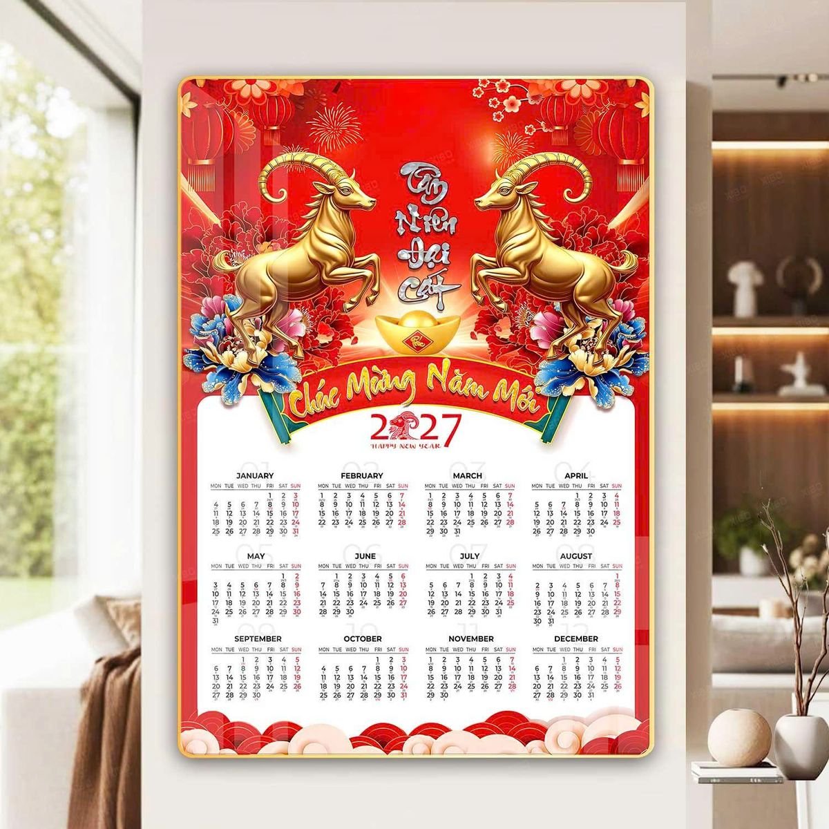 Lịch Gỗ Lamina Cao Cấp 40x60cm 2027 LM406_054 - Quà Tặng Quang Vũ