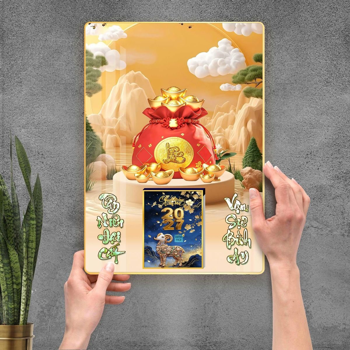 Lịch Gỗ Lamina Cao Cấp 40x60cm 2027 LM406_112 - Quà Tặng Quang Vũ