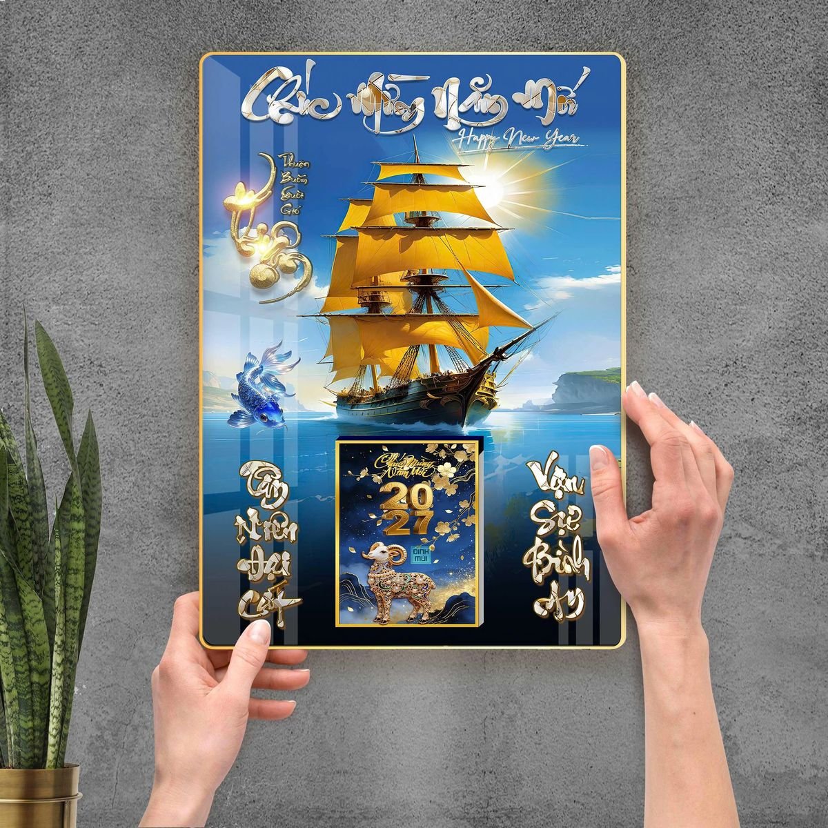 Lịch Gỗ Lamina Cao Cấp 40x60cm 2027 LM406_113 - Quà Tặng Quang Vũ