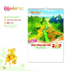 Lịch Treo Tường Lò Xo 2027 MT Mẫu MT14 (40 x 60cm) Xưởng In Ép Kim Nhũ Vàng Tận Gốc in logo doanh nghiệp quà tặng Tết tại Xưởng Quà Tặng Quang Vũ
