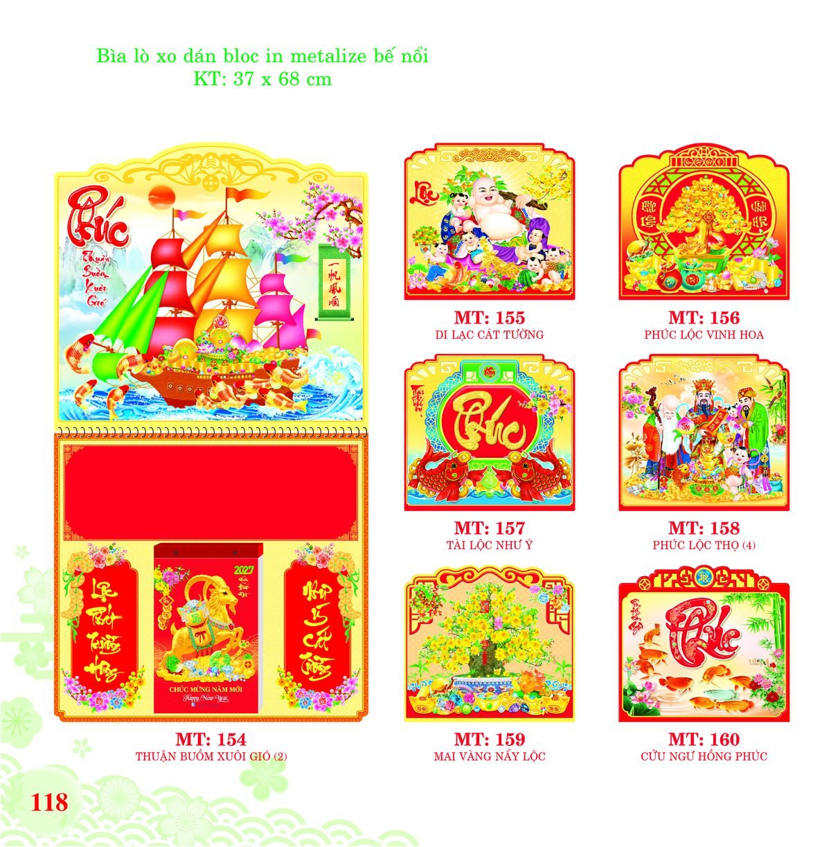 Bìa Lò Xo Dán Bloc 2027 MT Mẫu MT158 (37 x 68cm) Xưởng In Ép Kim Nhũ Vàng Tận Gốc Bìa Lò Xo Dán Bloc 2027 MT Mẫu MT158 (37 x 68cm) Xưởng In Ép Kim Nhũ Vàng Tận Gốc in logo doanh nghiệp quà tặng Tết tại Xưởng Quà Tặng Quang Vũ