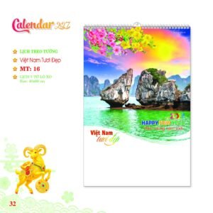 Lịch Treo Tường Lò Xo 2027 MT Mẫu MT16 (40 x 60cm) Xưởng In Ép Kim Nhũ Vàng Tận Gốc in logo doanh nghiệp quà tặng Tết tại Xưởng Quà Tặng Quang Vũ