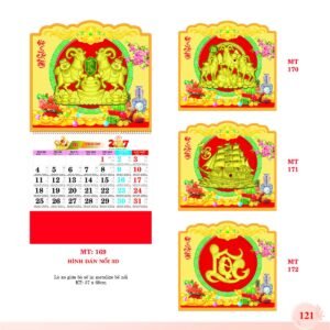 Lịch Treo Tường Lò Xo 2027 MT Mẫu MT169 (37 x 68cm) Xưởng In Ép Kim Nhũ Vàng Tận Gốc in logo doanh nghiệp quà tặng Tết tại Xưởng Quà Tặng Quang Vũ