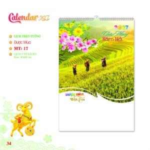 Lịch Treo Tường Lò Xo 2027 MT Mẫu MT17 (40 x 60cm) Xưởng In Ép Kim Nhũ Vàng Tận Gốc in logo doanh nghiệp quà tặng Tết tại Xưởng Quà Tặng Quang Vũ