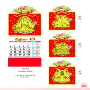 Lịch Treo Tường Lò Xo 2027 MT Mẫu MT177 (37 x 68cm) Xưởng In Ép Kim Nhũ Vàng Tận Gốc in logo doanh nghiệp quà tặng Tết tại Xưởng Quà Tặng Quang Vũ