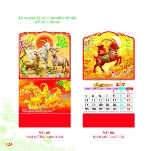 Lịch Treo Tường Lò Xo 2027 MT Mẫu MT182 (37 x 68cm) Xưởng In Ép Kim Nhũ Vàng Tận Gốc in logo doanh nghiệp quà tặng Tết tại Xưởng Quà Tặng Quang Vũ