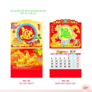 Lịch Treo Tường Lò Xo 2027 MT Mẫu MT187 (37 x 68cm) Xưởng In Ép Kim Nhũ Vàng Tận Gốc in logo doanh nghiệp quà tặng Tết tại Xưởng Quà Tặng Quang Vũ