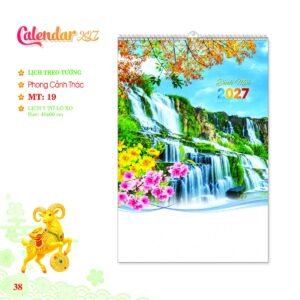 Lịch Treo Tường Lò Xo 2027 MT Mẫu MT19 (40 x 60 cm) Xưởng In Ép Kim Nhũ Vàng Tận Gốc in logo doanh nghiệp quà tặng Tết tại Xưởng Quà Tặng Quang Vũ