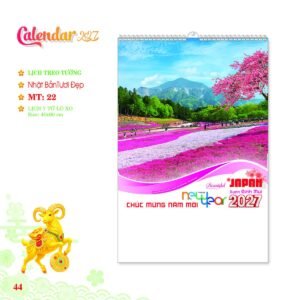 Lịch Treo Tường Lò Xo 2027 MT Mẫu MT22 (40 x 60cm) Xưởng In Ép Kim Nhũ Vàng Tận Gốc in logo doanh nghiệp quà tặng Tết tại Xưởng Quà Tặng Quang Vũ