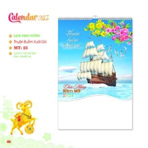 Lịch Treo Tường Lò Xo 2027 MT Mẫu MT23 - Thuận Buồm Xuôi Gió (40 x 60cm) Xưởng In Ép Kim Nhũ Vàng Tận Gốc in logo doanh nghiệp quà tặng Tết tại Xưởng Quà Tặng Quang Vũ