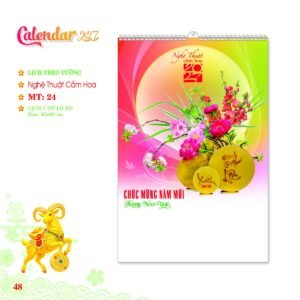 Lịch Treo Tường Lò Xo 2027 MT Mẫu MT24 (40 x 60cm) Xưởng In Ép Kim Nhũ Vàng Tận Gốc in logo doanh nghiệp quà tặng Tết tại Xưởng Quà Tặng Quang Vũ