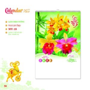 Lịch Treo Tường Lò Xo 2027 MT Mẫu MT25 (40 x 60cm) Xưởng In Ép Kim Nhũ Vàng Tận Gốc in logo doanh nghiệp quà tặng Tết tại Xưởng Quà Tặng Quang Vũ