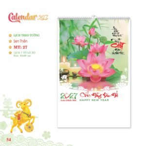 Lịch Treo Tường Lò Xo 2027 MT Mẫu MT27 (40 x 60cm) Xưởng In Ép Kim Nhũ Vàng Tận Gốc in logo doanh nghiệp quà tặng Tết tại Xưởng Quà Tặng Quang Vũ