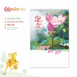 Lịch Treo Tường Lò Xo 2027 MT Mẫu MT28 (40 x 60cm) Xưởng In Ép Kim Nhũ Vàng Tận Gốc in logo doanh nghiệp quà tặng Tết tại Xưởng Quà Tặng Quang Vũ