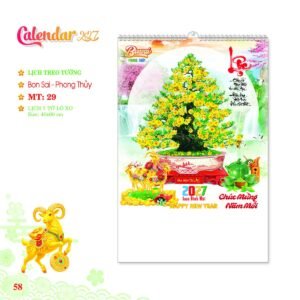 Lịch Treo Tường Lò Xo 2027 MT Mẫu MT29 (40 x 60cm) Xưởng In Ép Kim Nhũ Vàng Tận Gốc in logo doanh nghiệp quà tặng Tết tại Xưởng Quà Tặng Quang Vũ