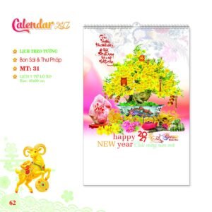 Lịch Treo Tường Lò Xo 2027 MT Mẫu MT31 (40 x 60cm) Xưởng In Ép Kim Nhũ Vàng Tận Gốc in logo doanh nghiệp quà tặng Tết tại Xưởng Quà Tặng Quang Vũ