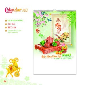 Lịch Treo Tường Lò Xo 2027 MT Mẫu MT32 (40 x 60cm) Xưởng In Ép Kim Nhũ Vàng Tận Gốc in logo doanh nghiệp quà tặng Tết tại Xưởng Quà Tặng Quang Vũ