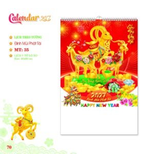 Lịch Treo Tường Lò Xo 2027 MT Mẫu MT35 (40 x 60cm) Xưởng In Ép Kim Nhũ Vàng Tận Gốc in logo doanh nghiệp quà tặng Tết tại Xưởng Quà Tặng Quang Vũ